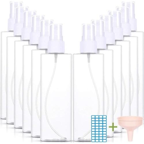 Artracyse 12PCS Empty Spray Bottles Thicken 100/120/200/250ml Transparent Mist Spray Bottle for Cleaning Solutions Hair Travel