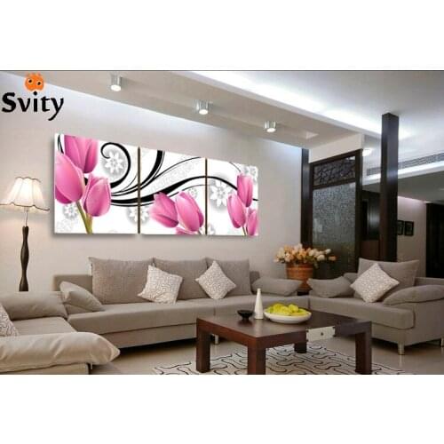3 Panels The charming purple tulip Modern Wall Painting Home Decorative Modular wall Picture Paint on Canvas Prints no framed