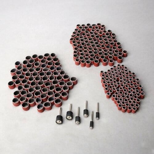 300Pcs 6.35mm 9.5mm 12.5mm Sand Circle Sandpaper Drum Sanding Bands with 6Pcs Sanding Drum Grinding Polishing Abrasive Tools Kit
