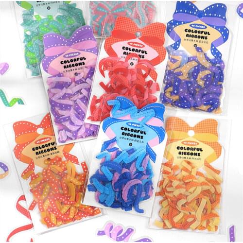 40PCS Cute Colorful Ribbon stickers DIY scrapbook base collage mobile diary happy plan gift sealing decoration stickers