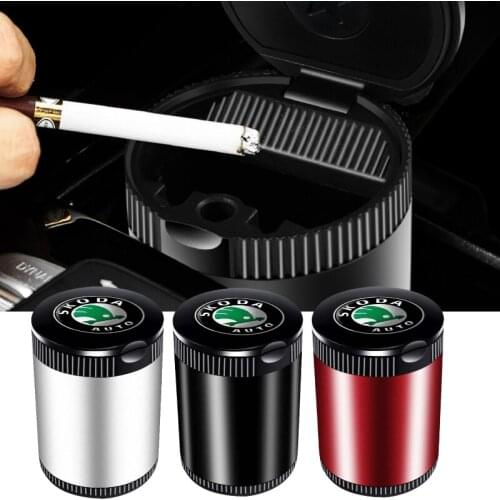Car Ashtray Cigar Holder for Skoda Logo Octavia Kodiaq Rapid Yeti Scala Karoq Fabia Superb Kodiak Citigo Felicia Kamiq Ash Tray