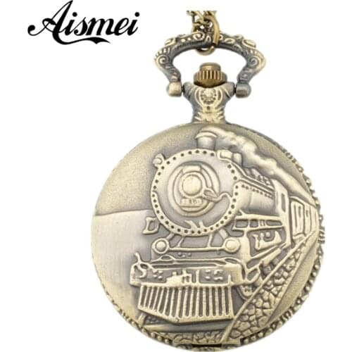 Large bronze tank engine Steam Locomotives pocket watch necklace vintage accessories necklaces watches