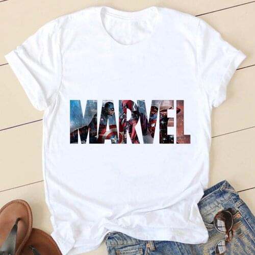 Plus Fashion Disney MARVEL Women T-Shirt Casual Loose O-Neck Short Sleeve Summer Streetwear Harajuku Unisex Tees Top Dropship