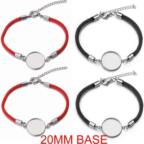 5pcs Lot Stainless Steel Rope Bracelet Round 20mm Cabochon Base for Bracelets DIY Jewelry Making Supplies Bulk Items Wholesale