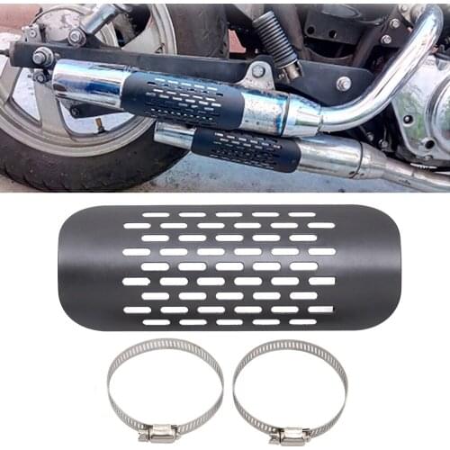 Black Motorcycle Exhaust Pipe Heat Shield Cover Anti-scalding Protector Guard Universal For Kawasaki Harley Chopper Cruiser