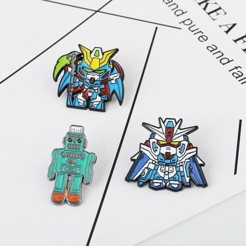 Cartoon Childrens Metal Dripping Pin Robot Game Badge DIY Decorative Luggage Accessories Gifts For Friends