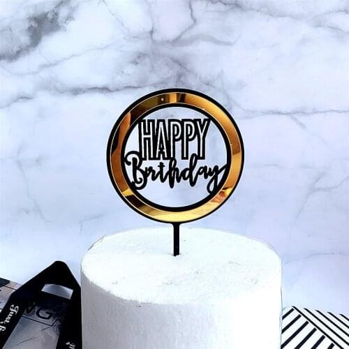 Double Layer DIY Happy Birthday Acrylic Cake Topper Gold Birthday Cake Topper Supplies for Kids Birthday Party Cake Decorations