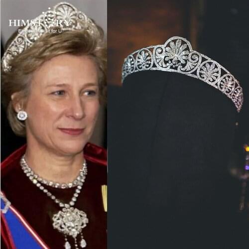 HIMSTORY Classic European Royal Queen Crown Wedding Tiaras CZ Crystal Headband Wedding Headdress, Party Hair Accessories