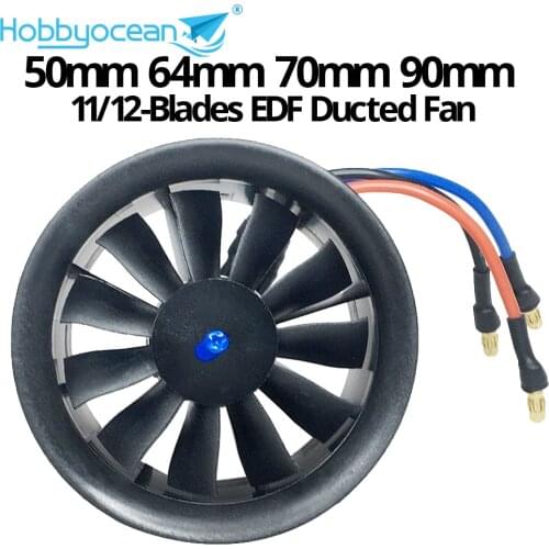 Hobbyocean 50mm 64mm 70mm 90mm 11/12-Blades EDF Plane Ducted Fan Brushless Motor for RC Jet Airplane Model Spare Parts