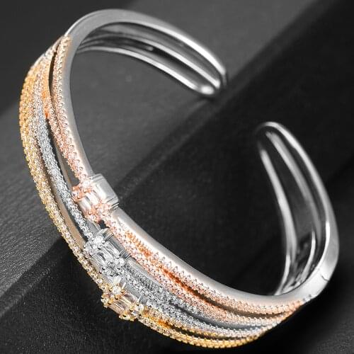 Jimbora Original Luxury Bangle Cuff Bangle For Women Full Micro Cubic Zircon Opening Jewelry Bangle for Women Girls Party 2020