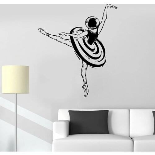Creative Astronaut Wall Decal Ballerina Dancer Spacesuit Space Art Vinyl Stickers Girls Room Ballet Studio Interior Decor E637