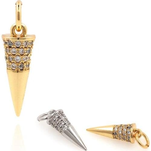 CZ Mens And Womens Cone Pendants, Classic Trendy Necklaces, Gold Geometric Round Pendants, Personalized Pendants 18x5mm