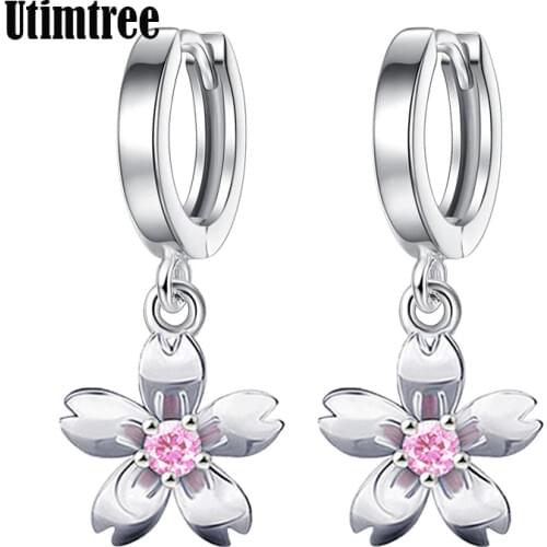 Lovley Plant Earrings 925 sterling silver Jewelry Fashion Flower Drop Earring With Cubic Zircon Charms Dangle Earring