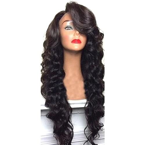 Natural Black Remy Human Hair Glueless Lace Front Wig Body Wave Wig 150% Density wig with Baby Hair Natural Hairline wigs