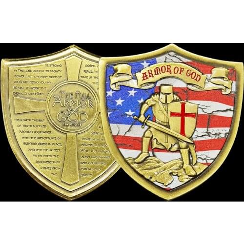Non Magnetic Armor Of God Bronze Medal Masonic Knights Templar Cross Christ Soldiers Crusader Coin 50*3mm Gifts