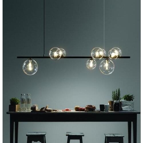 Nordic Magic Beans Glass Ball Dining Room LED Chandeliers Coffee Shop Bar Hanglamp Bedroom Decor Hanging Lighting Fixtures