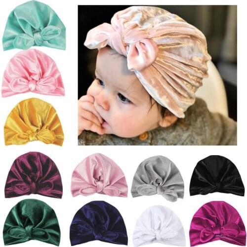 New Velvet Baby Hat for Girls Autumn Winter Baby Boy Cap Photography Props Elastic Infant Beanie Turban Hat Baby Accessories