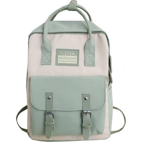 2021 New Women Nylon Backpack Candy Color Waterproof School Bags for Teenagers Girls Patchwork Backpack Female Rucksack Mochila