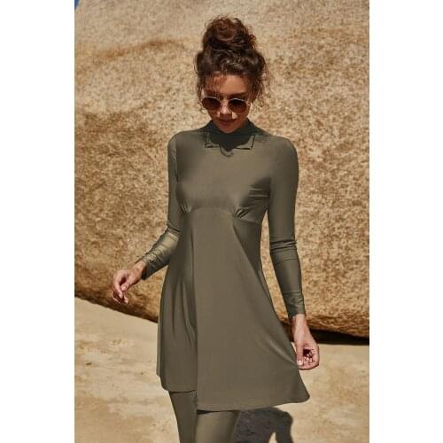 New Women Muslim Modest Sport Swimsuit Swimwear Two-Piece Set Moslem Muslem Maillot De Bain Femme XL Long Sleeve Long Skirt