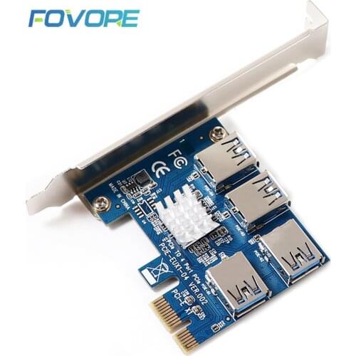 PCI express to PCI-E Adapter 1 Turn 4 PCI E Slot 1x to 16x USB 3.0 Mining Special Riser Card PCIe Converter for BTC Miner Mining