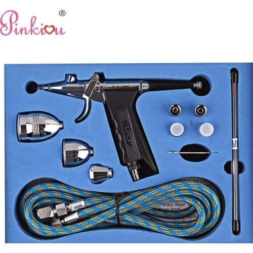 Pinkiou Dual-action 0.2/0.3/0.5mm Needle Airbrush For Painting Cars Air Brush Spray Pen Aerograph Kit Akvagrim Tattoo For Body