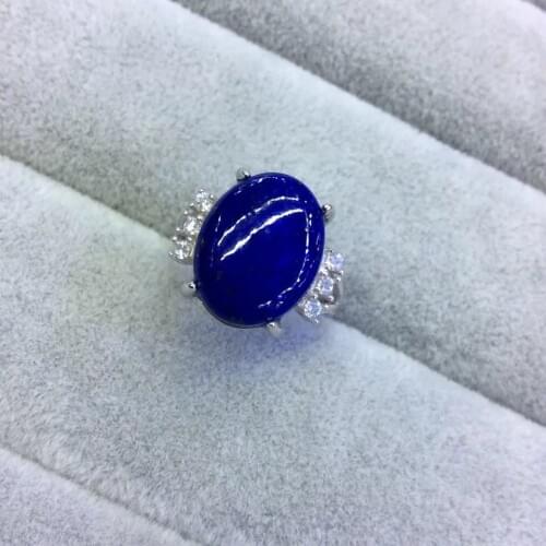 Silver Ornaments In The S925 Sterling Silver Inlaid Natural Afghan Lapis Lazuli Micro-inlaid Exquisite Open Ended Ring