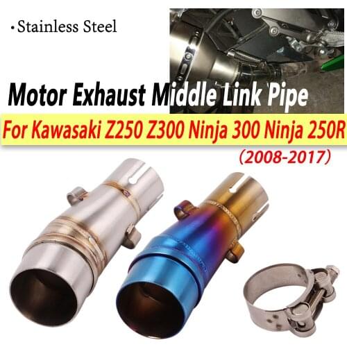 Slip On for Kawasaki Z250 Z300 2008-2017 Ninja 300 2013-2017 Ninja 250R 2008-2012 Motorcycle Full Exhaust System Mid link Pipe