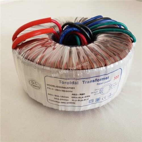 24V-0-24V 5A 15V-0-15V 2A Toroidal transformer copper custom transformer 230V input 300VA transformer for amplifier