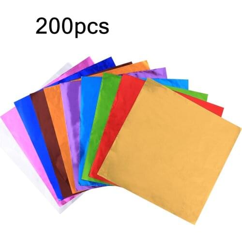 200pcs Aluminium Foil Chocolate Wrapping Paper Gift Package Tin Paper For Packaging Cookie Candy Mix Color 15x15cm