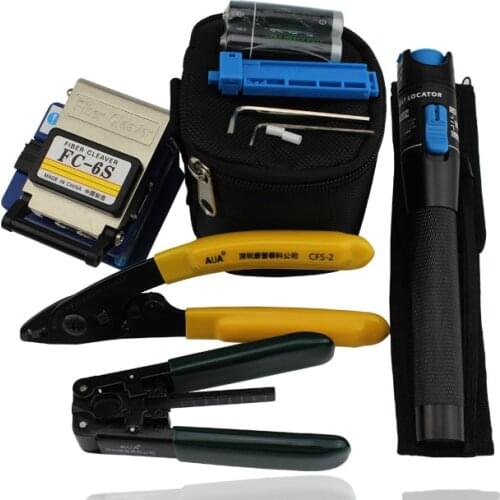 Fiber Optic Tools with FC-6S Optical Fiber Cleaver and Laser Tester Pen VFL 1mw and Cable Strippers