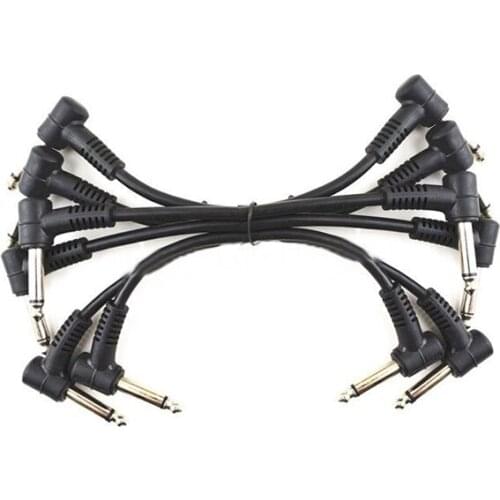 XFDZ 6 x Electric Guitar Cables 6 inch 1/4 Right Angle Effect Pedal Patch Cord Black