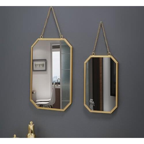 Nordic Style Iron Square Wall-Mounted Mirror Bathroom hower Mirror and Dormitory Mirror Wall-Mounted Washstand Cosmetic Mirror S