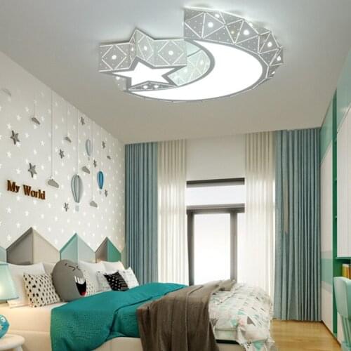 New moon and stars bedroom ceiling lamp iron LED indoor lights hollow modern minimalist room bedroom lights led lighting fixture