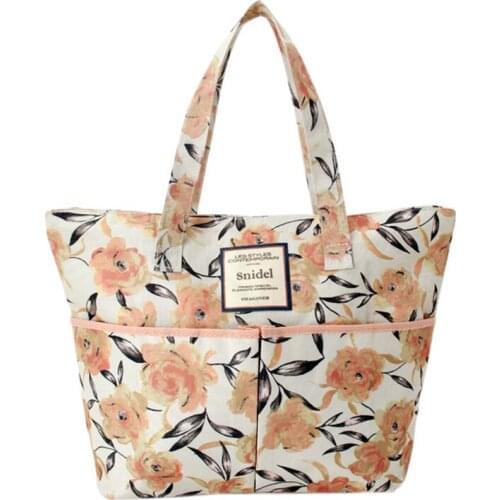 Under Nineteen Beach Bag 2019 Floral Printed Bag for Women Handbag Canvas Tote Shopping Bags Large Capacity Lady Tote Handbags