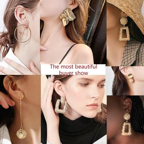 2019 Vintage Earrings Large for Women Statement Earrings Geometric Gold Metal Pendant Earrings Trend Fashion Jewelry
