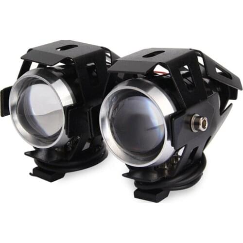 2 Pcs EMotorcycle Headlight U5 LED Spotlights Motorbike Lamps Fog light Aluminum Bracket Shell Three Gears Light Universal 12V