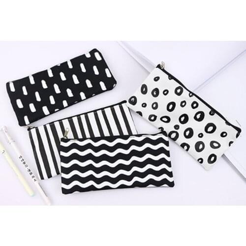 1pcs Multicolor Stripe Pencil Case Cosmetic Makeup Coin Pouch Organizer Zipper Purse Bag Box Stationary School Office Supplies