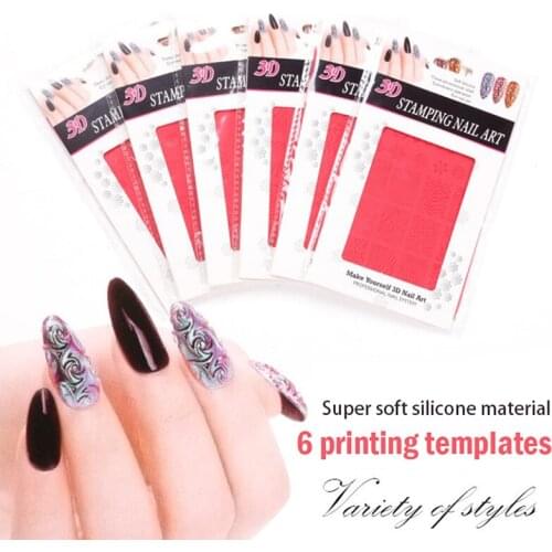 1Pcs Nail Art Silicone Printing Template 3D Relief Decorating Manicure Tool Nail Art Decorations Nail Art Nail Glitter Sequins