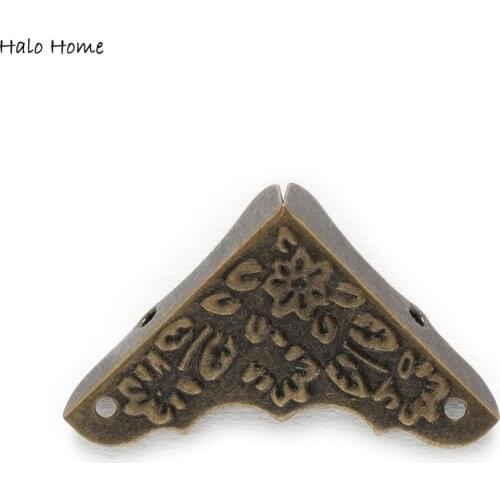 10 Piece Antique Bronze Plated Carving 4 Holes Luggage Decorative Table Wooden Box Feet Leg Protectors Corner 52x37mm