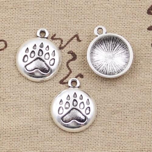 20pcs Charms Bear Paw 19x17mm Antique Bronze Silver Color Pendants Making DIY Handmade Tibetan Bronze Silver Color Jewelry