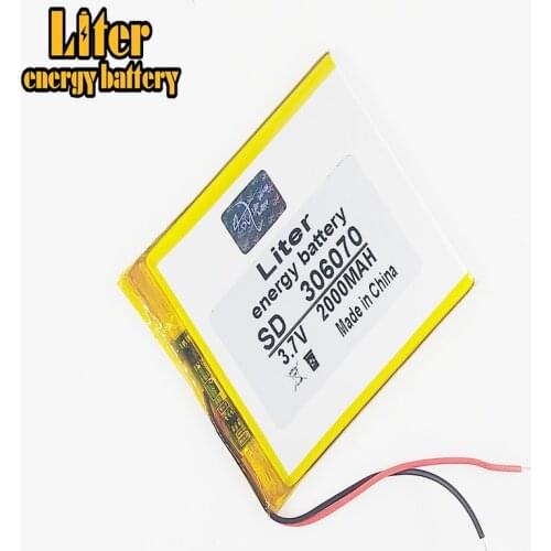 3.7V 2000mAh 306070 Lithium Polymer Li-Po li ion Rechargeable Battery Lipo cells For MP3 toys PDA Speaker Searchlight MP5