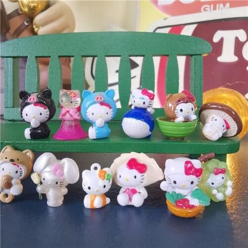 1 Pcs Randomly Anime HelloKittys Cute Cat Fruit Shape Ornaments Doll Action Figure Model DIY Kids Toys Boy Girl Gift