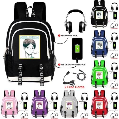 Anime Haikyuu Karasuno Backpack Laptop Backpack USB Charging Backbag Travel Daypacks School Bookbag Backpack Mochila