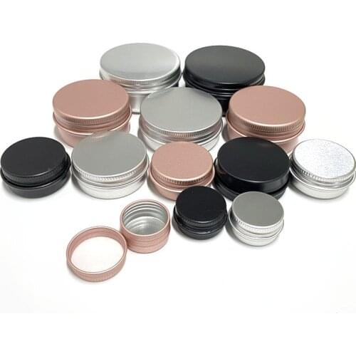 50pcs 5g 10g 15g 20g 30g 50g 60g Aluminum Jar Metal Containers Lip Balm Container Empty Candle Jars Cream Pot Box