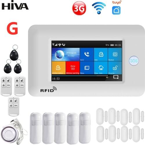 PG-106 3G Wifi Wireless 433MHz Home Alarm System with RFID PIR Motion Sensor Burglar Alarm System Tuya Smart Life Supports Alexa