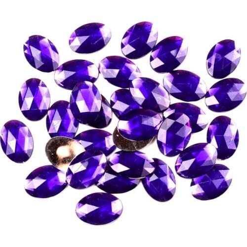 100Pcs Dark Purple Oval Acrylic Decoration Crafts Beads Flatback Cabochon Scrapbook For Clothes DIY Embellishments Accessories