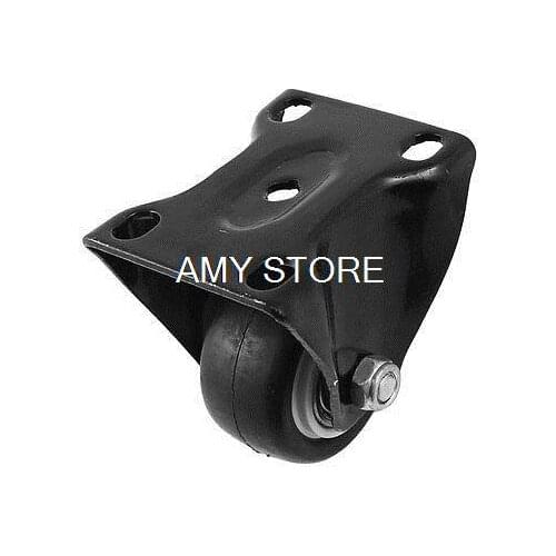 Black Screw Mount Plate 1.6" Dia Fixed Wheel Caster Trolley Replacement