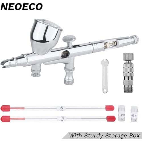 Dual-Action Spray Gun 0.2/0.3/0.5mm 9cc/7cc Gravity Feed Airbrush Kit Set With Quick Coupler for Art Craft Model Body Nail Paint