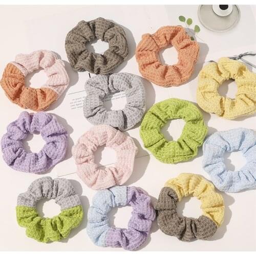 Korean Scrunchie Elastic Band for Hair Knitted Fabric Colorful Solid Color Woman Scrunchies Hair Ties Girls Hair Accessories