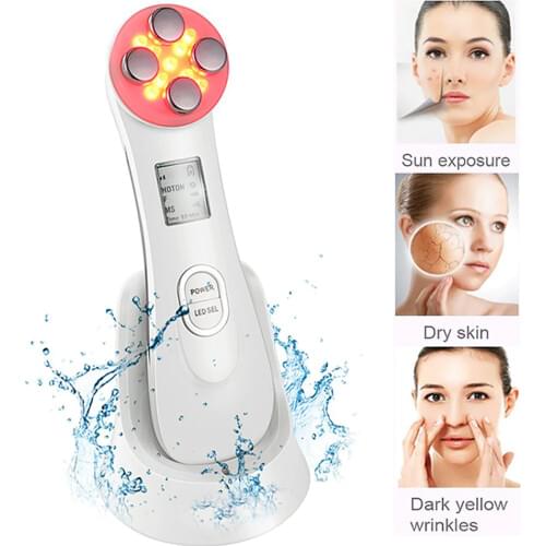 5 LED Photon Radio Frequency Facial Skin Care Device Face Lifting Mesotherapy RF EMS Electroporation Beauty Device Anti Aging